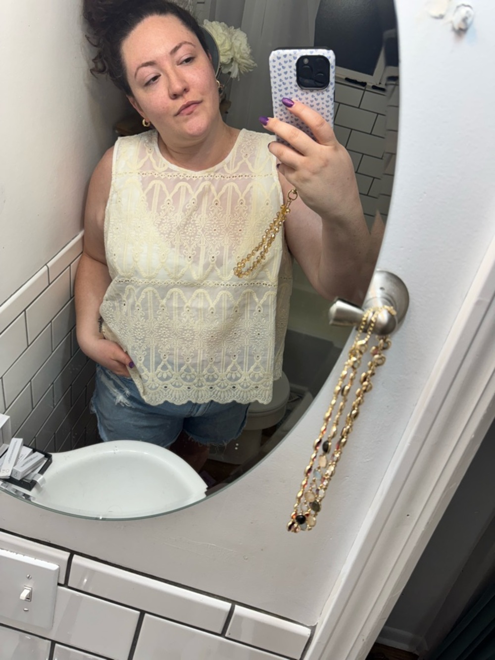 Sheer Lace Sleeveless Open Back Top - Cream